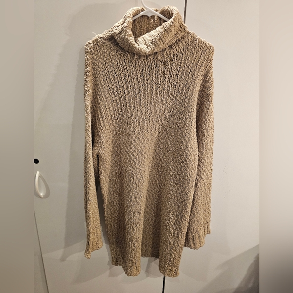NA-KD Womans Beige L/XL Turtle Neck Sweater Dress - Picture 1 of 9